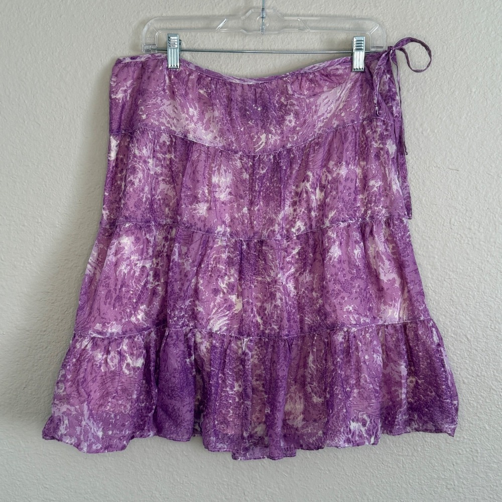Purple Fairy Cottage Boho Tiered‎ Cotton Skirt Womens 8 Tie Ethereal Whimsigoth